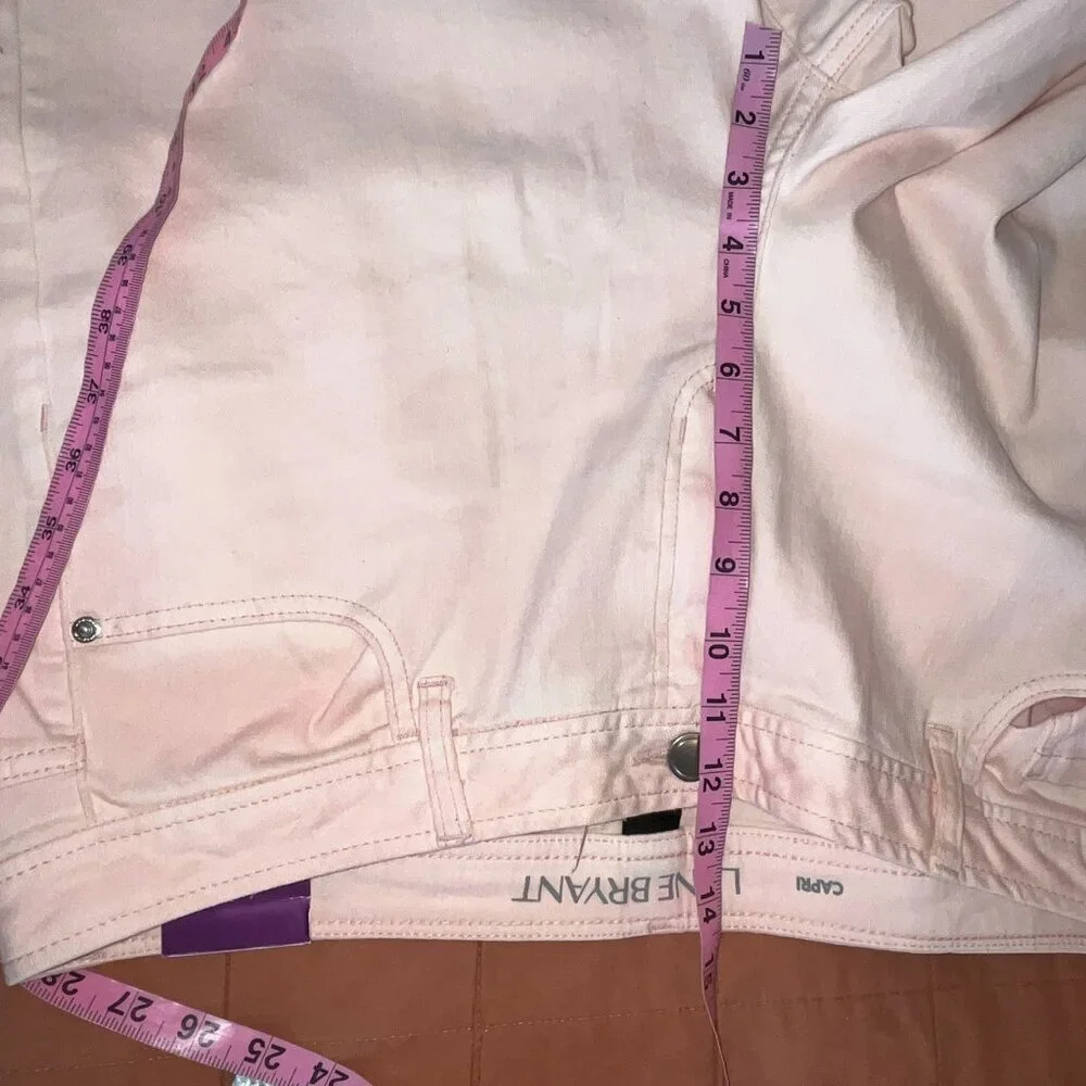 NWT Lane Bryant Pink Denim Capi With Frayed Hem Size 18